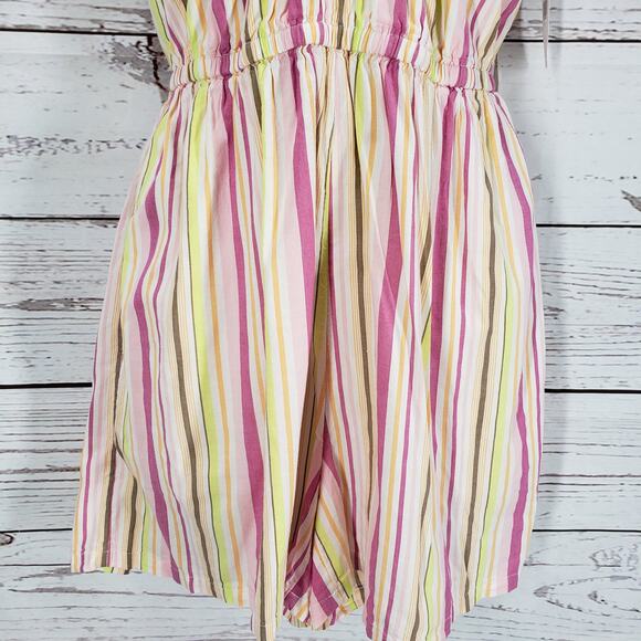 Old Navy New Women's Pink Striped Halter Pockets Romper Size Small - Picture 13 of 13